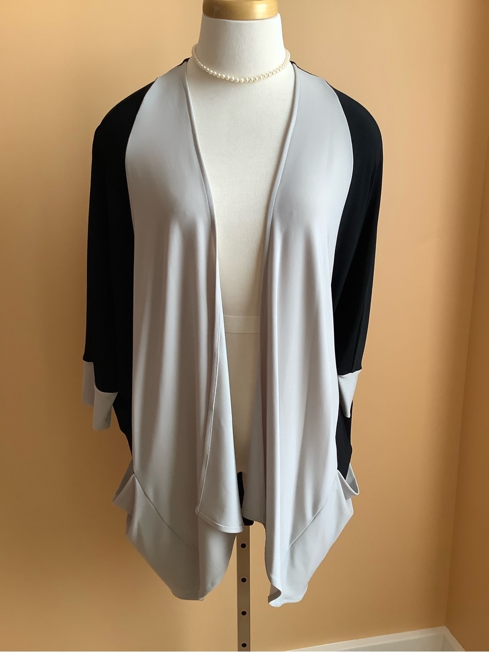 SYMPLI Matrix Cardigan Sweater Oatmeal Beige Tan Black Size 12 - Picture 2 of 14